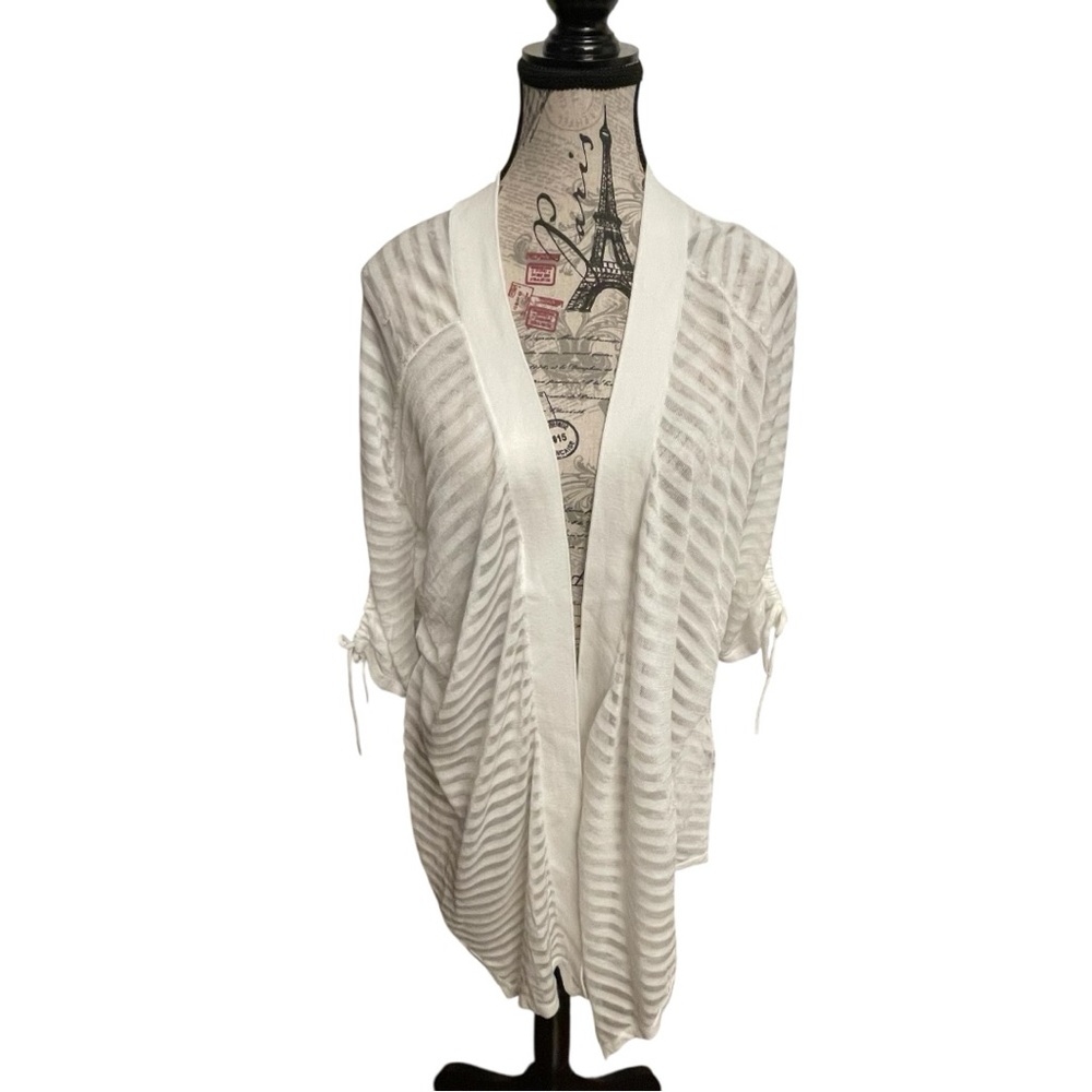 Premise Sheer White Striped Kimono